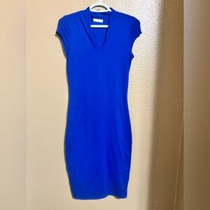 Elegant Blue V-Neck Dress